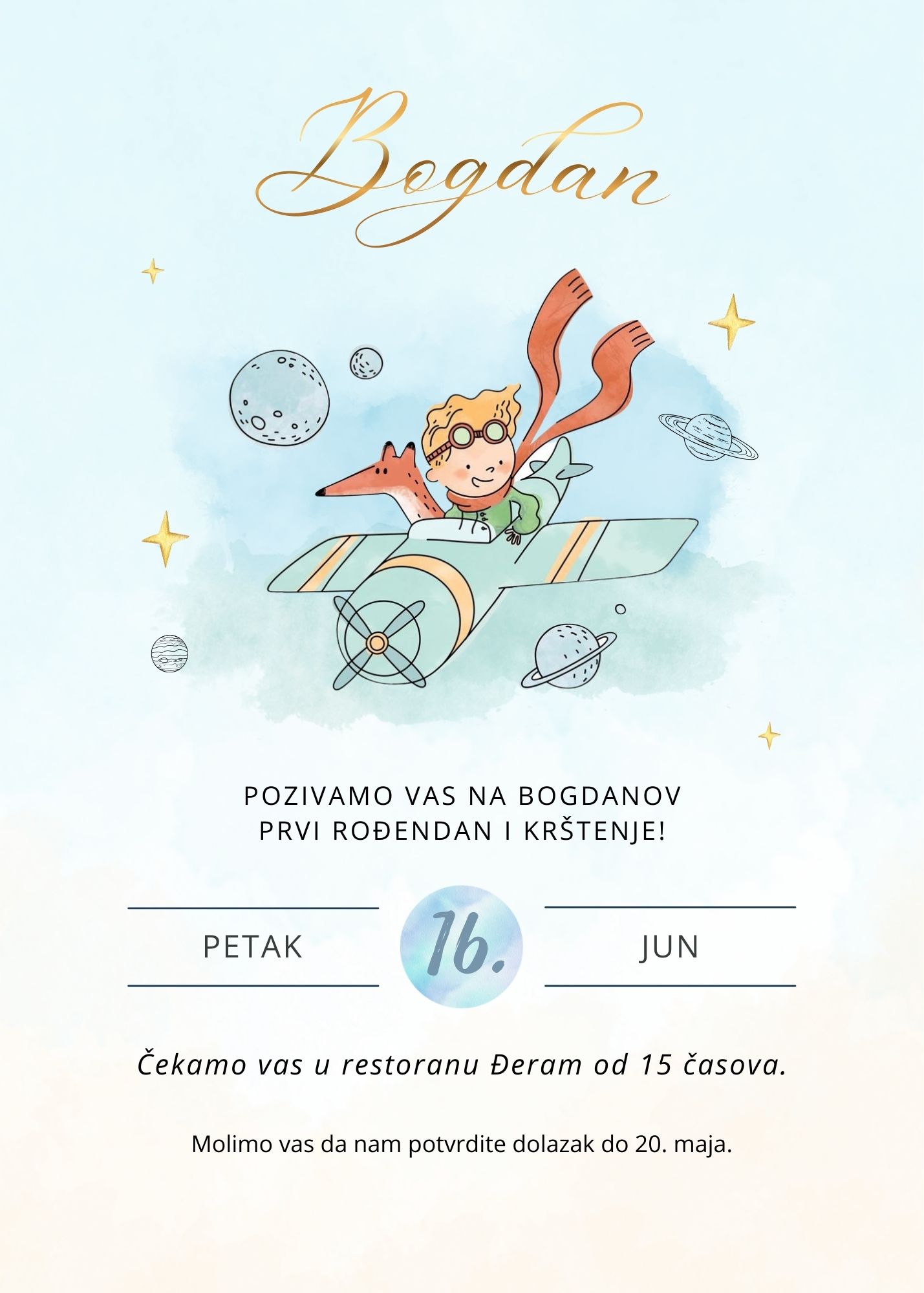 Elektronska rođendanska pozivnica sa motivom Malog princa, za sve prave ljubitelje